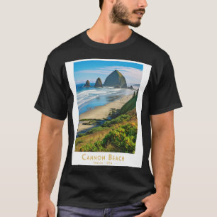 Retro Vintage Cannon Beach Haystack Rock T-Shirt