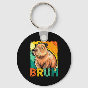Retro Vintage Capybara Bruh Meme For Boys Girls Me Key Ring