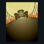Retro Vintage Car | Art Deco Poster<br><div class="desc">This retro themed design features a vintage car driving along a bridge with a art deco style.
#car #transport #poster #vintage #retro #artdeco #bridge #transportation #cool #popular #trendy</div>