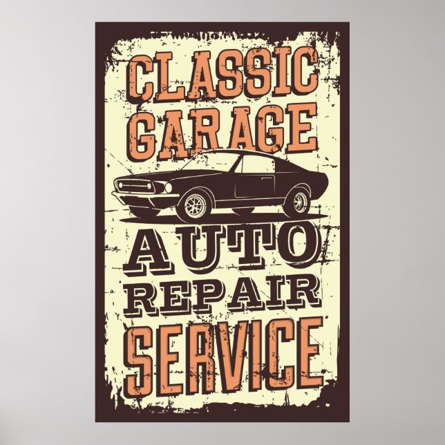 retro vintage car garage poster (Front)
