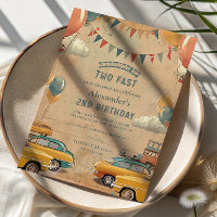 Retro Vintage Car Two Fast Birthday