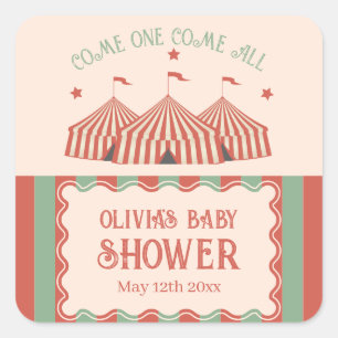 Retro Vintage Carnival Circus Baby Shower Square Sticker