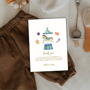 Retro Vintage Carousel Carnival Baby Shower Thank You Card