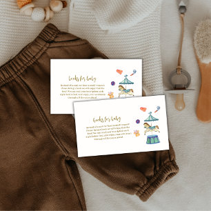 Retro Vintage Carousel Carnival Books Baby Shower Enclosure Card