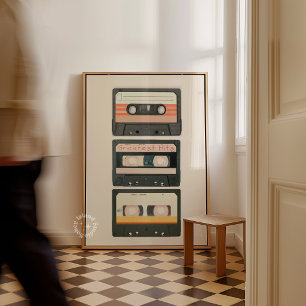 Retro Vintage Cassette Print 80s Music Wall Art