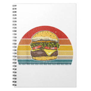 Retro Vintage Cheeseburger Design Costume Hamburge Notebook