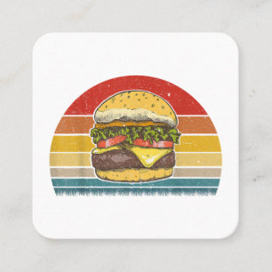 Retro Vintage Cheeseburger Design Costume Hamburge Square Business Card