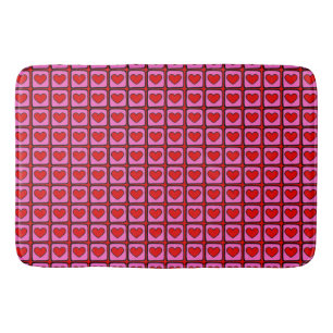 Retro Vintage Chequered Heart Y2K Pattern Bath Mat