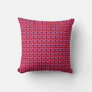 Retro Vintage Chequered Heart Y2K Pattern Cushion