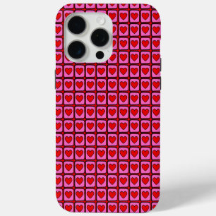 Retro Vintage Chequered Heart Y2K Pattern iPhone 15 Pro Max Case