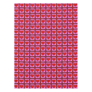 Retro Vintage Chequered Heart Y2K Pattern Tablecloth