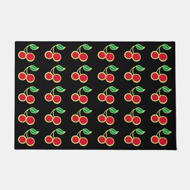 Retro Vintage Cherry Doormat Rug Welcome Mat (Front)