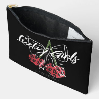 Retro Vintage Cherry Quote Typography Accessory Pouch