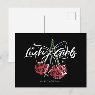 Retro Vintage Cherry Quote Typography Postcard