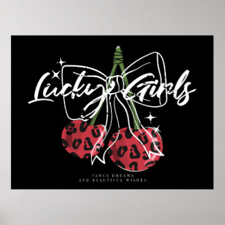 Retro Vintage Cherry Quote Typography Poster