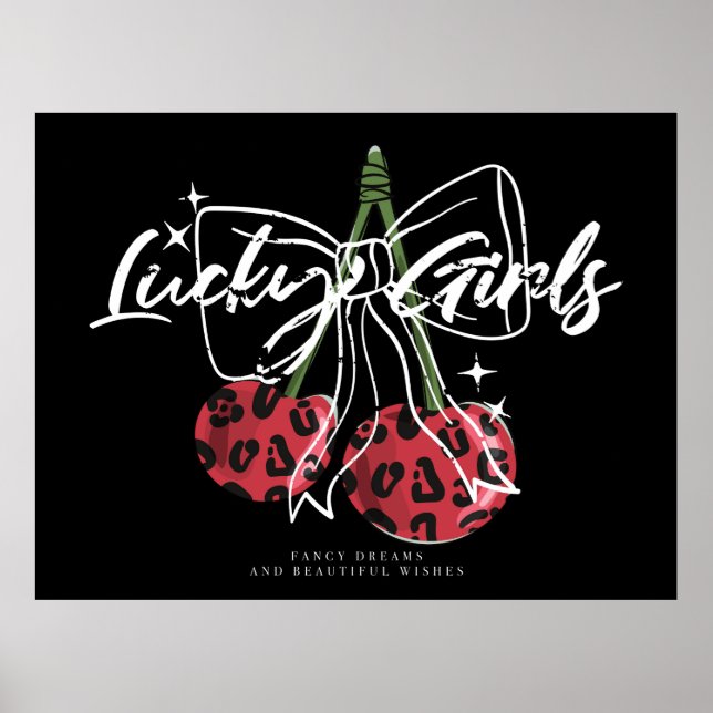 Retro Vintage Cherry Quote Typography  Poster (Front)