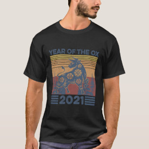 Retro Vintage Chinese Zodiac Year Of The Ox 2021 N T-Shirt
