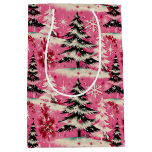 Retro Vintage Christmas: 1950's Pink Xmas Medium Gift Bag