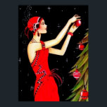 Retro vintage Christmas art deco lady poster<br><div class="desc">design by www.etsy.com/Shop/VanityFlairDesigns</div>