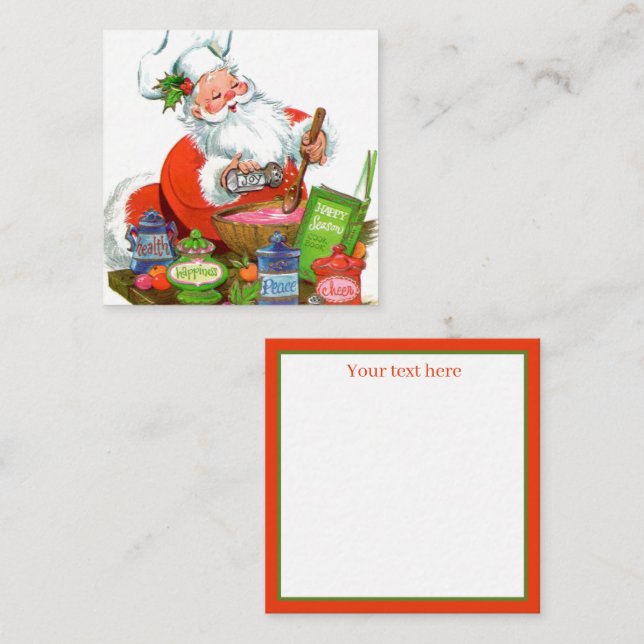 retro vintage Christmas baking Santa add text Card (Front/Back)
