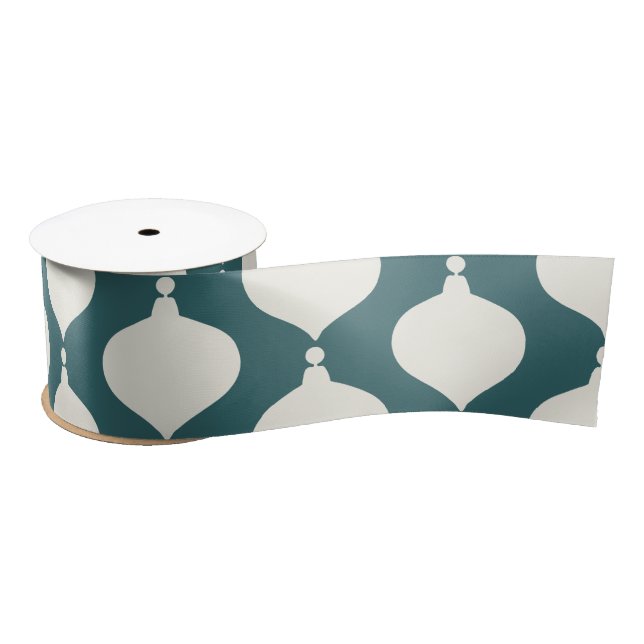 Retro vintage Christmas bauble holiday Satin Ribbon (Spool)