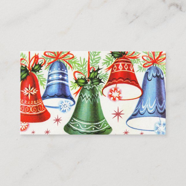 Retro Vintage Christmas bells add message card (Front)