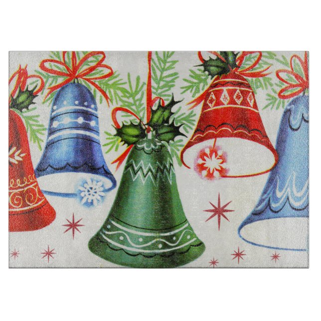 Retro Vintage Christmas bells Holiday cutting Cutting Board (Front)