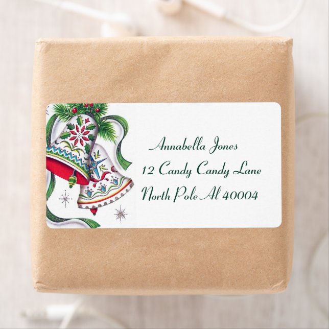 retro vintage Christmas bells Holiday label  (Insitu)