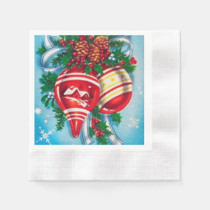 retro vintage Christmas bells Holiday Napkin