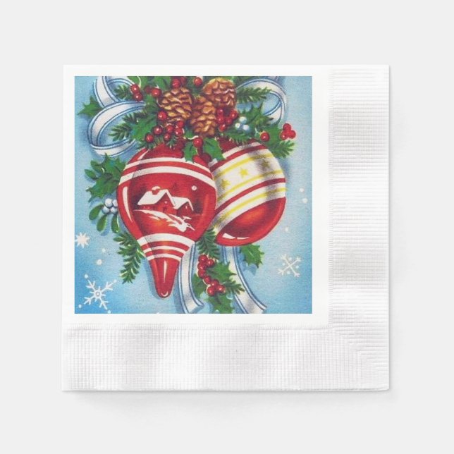 retro vintage Christmas bells Holiday Napkin (Front)