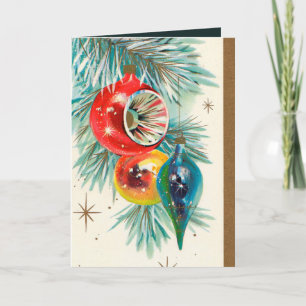 Retro Vintage Christmas bulb add text card
