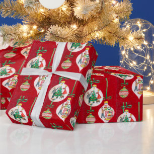 Retro Vintage Christmas bulb pattern party wrap Wrapping Paper