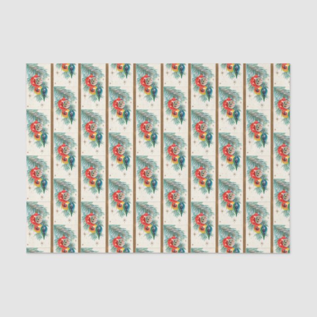 Retro Vintage Christmas bulb pattern tissue Paper (Front)