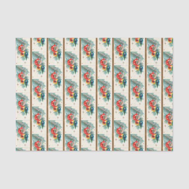 Retro Vintage Christmas bulb pattern tissue Tissue Paper (Front)