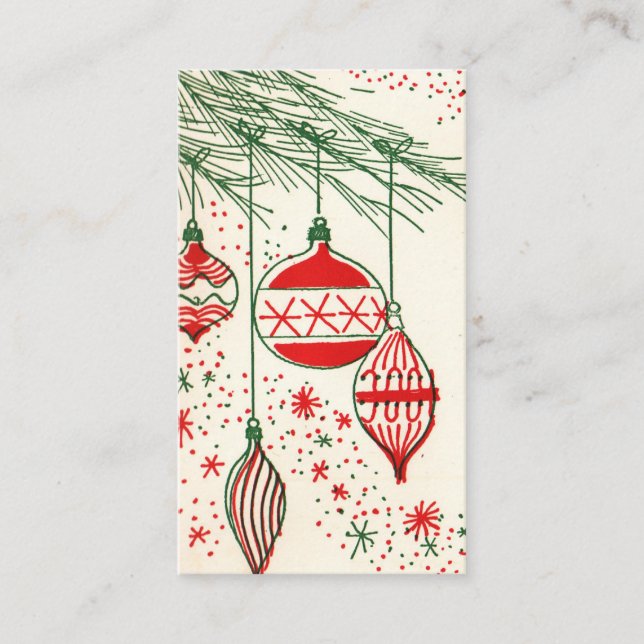 Retro Vintage Christmas bulbs add message card (Front)