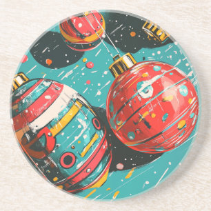 Retro Vintage Christmas Bulbs Coaster
