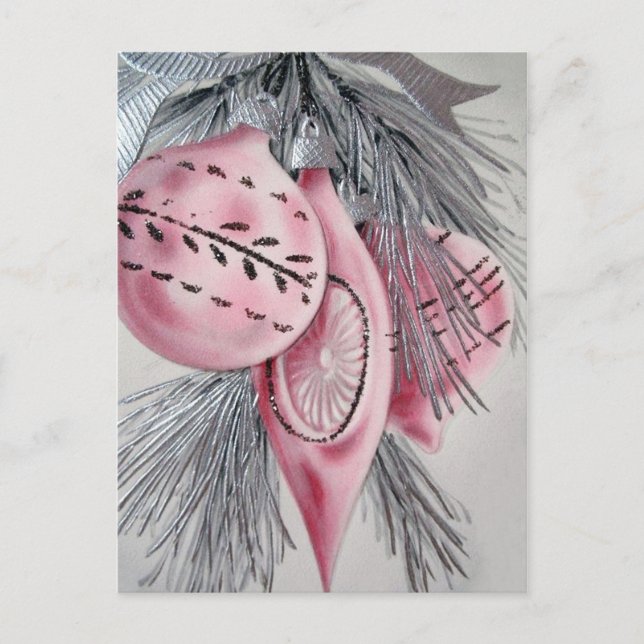 Retro Vintage Christmas bulbs Holiday postcard (Front)