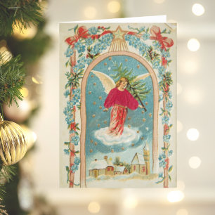 Retro Vintage Christmas Card Angel