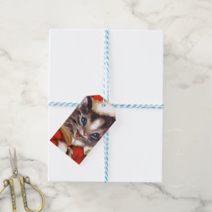 retro vintage Christmas cat Holiday Gift Tags