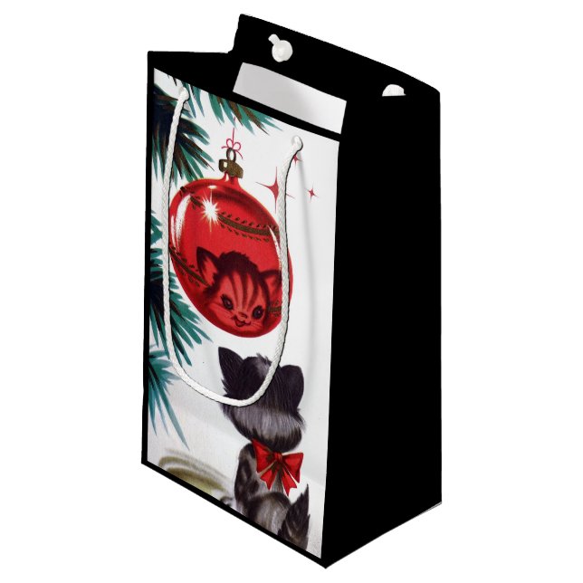 Retro Vintage Christmas cat party bag (Front Angled)