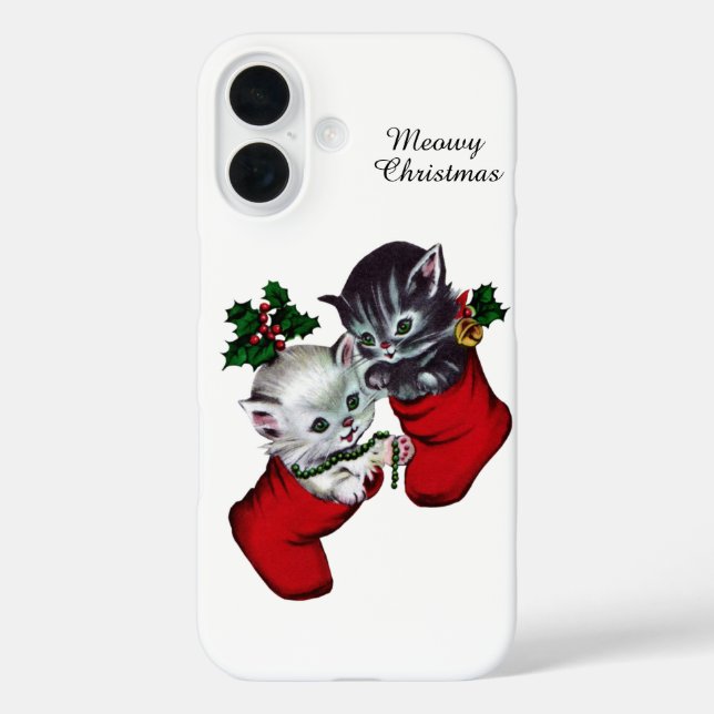 Retro Vintage Christmas cats Case-Mate iPhone Case (Back)