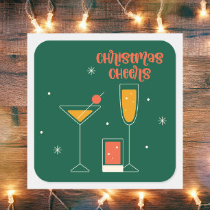 Retro Vintage Christmas Cheers Holiday  Square Sticker