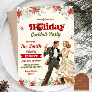 Retro Vintage Christmas Cocktail Holiday Party Invitation
