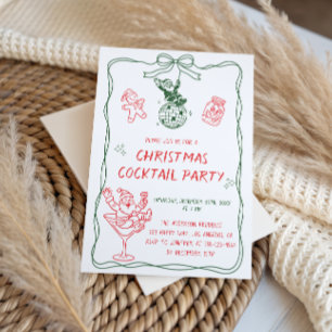 Retro Vintage Christmas Cocktail Party Invitation