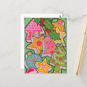 retro vintage Christmas cookie  Postcard