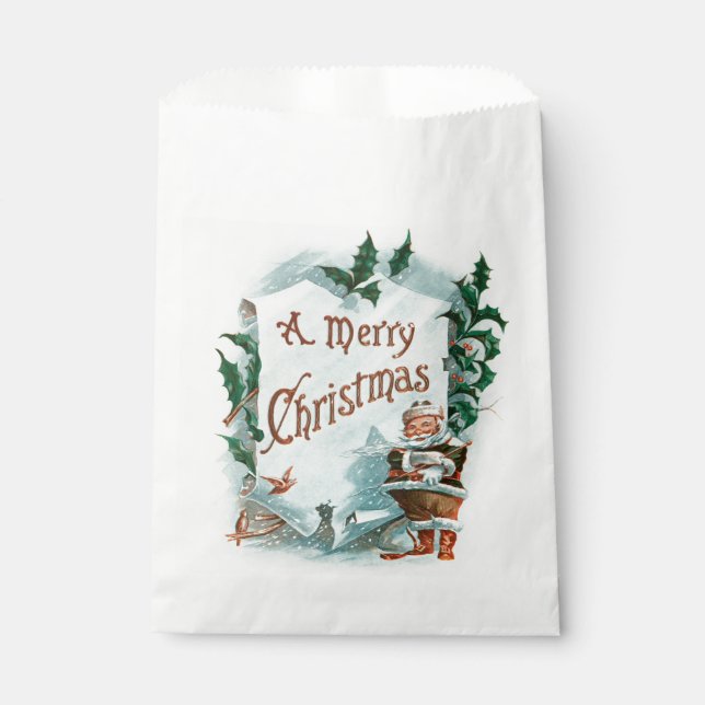 Retro Vintage Christmas Cool Santa Greeting Favour Bags (Front)