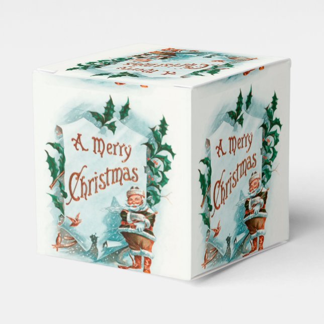 Retro Vintage Christmas Cool Santa Greeting Favour Box (Front Side)