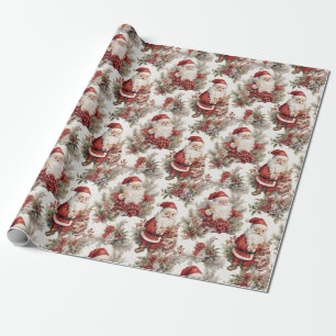Retro Vintage Christmas Country Watercolor Wrapping Paper