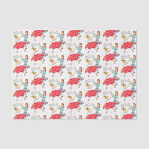 Retro Vintage Christmas dance couple tissue Paper