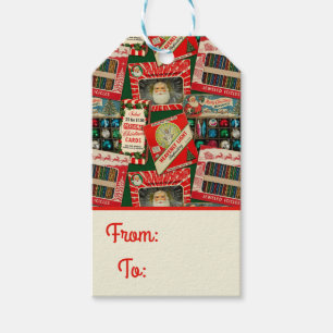 Retro Vintage Christmas Decorations Collage Gift Tags